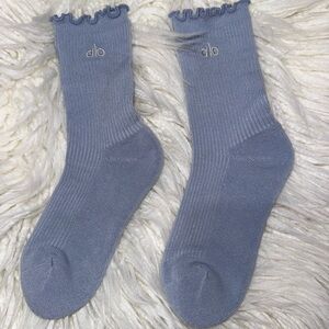 ALO Yoga NWOT Light Blue Ruffle Lettuce Edge Socks M/L